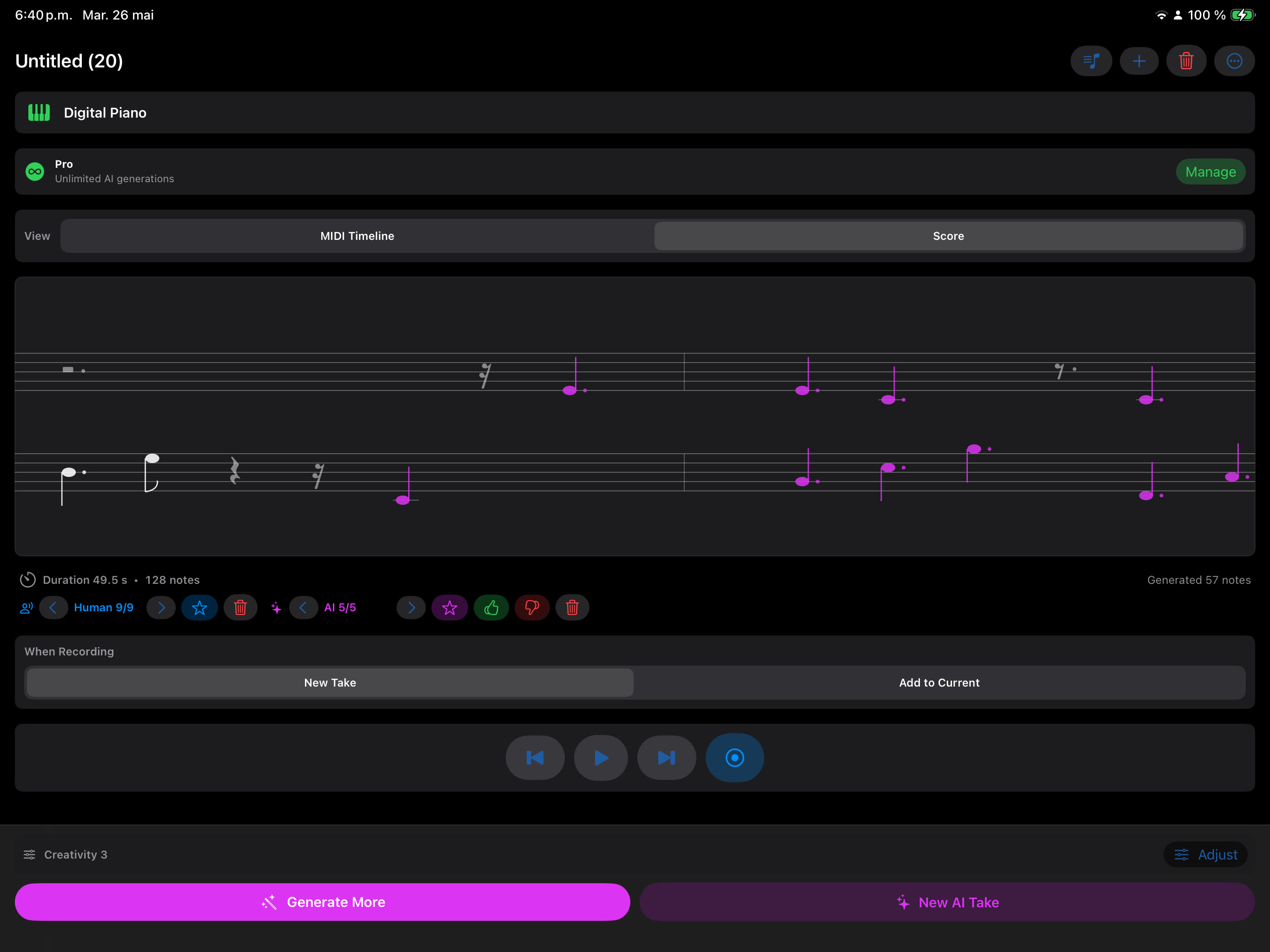 iPad Score view